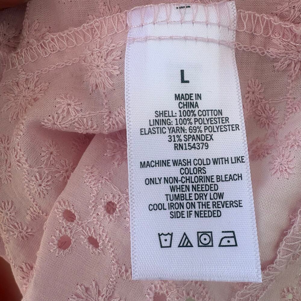 Aeropostale Eyelet Tie Front Flyaway Tank Top Shirt Lg Pink Lace Floral Coquette - Picture 9 of 10